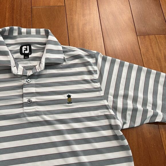 FootJoy Men's Gray Striped Polo Golf Shirt size L - Picture 4 of 9